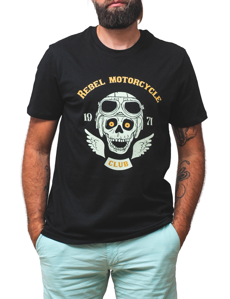 T-shirt Rebel Motorcycle Black homme