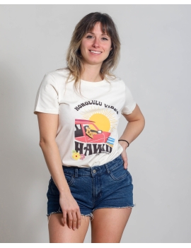 T-shirt Honolulu ivoire femme