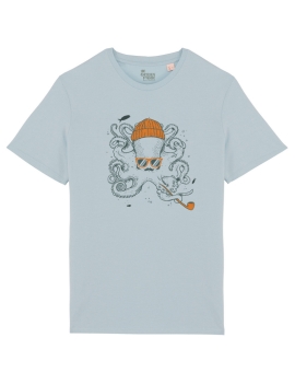 T-shirt octopus bleu clair