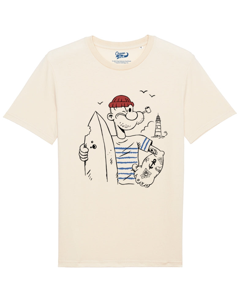 T-shirt Popeye Surfeur Beige