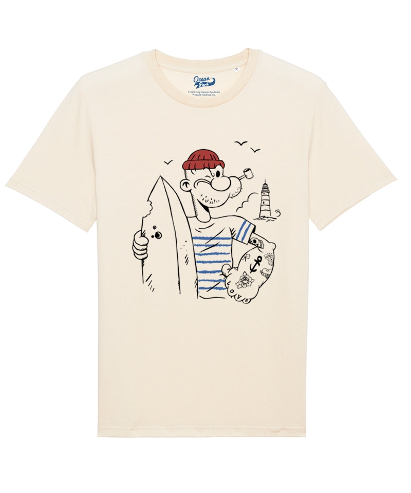 T-shirt Popeye Surfeur Beige