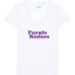 T-shirt Purple Rennes femme blanc col V