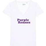 T-shirt Purple Rennes femme blanc col V