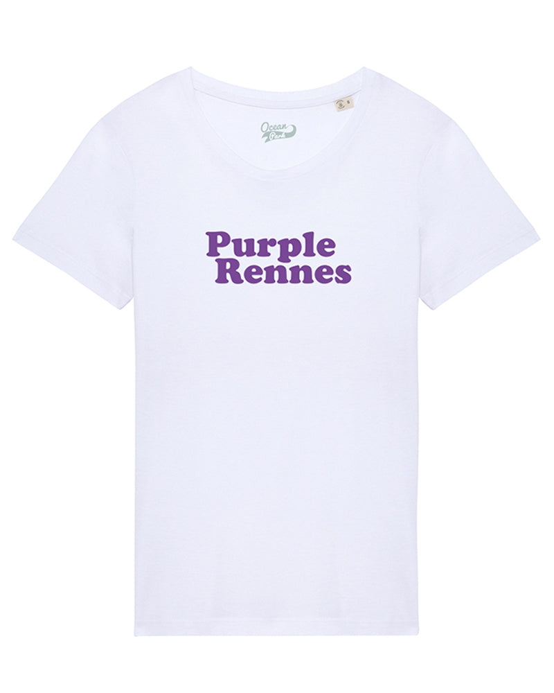 T-shirt Purple Rennes femme blanc col rond