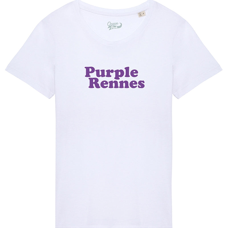 T-shirt Purple Rennes femme blanc col rond