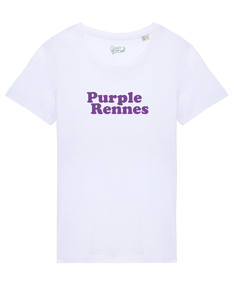T-shirt Purple Rennes femme blanc col rond