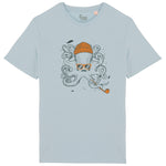 T-shirt octopus bleu clair