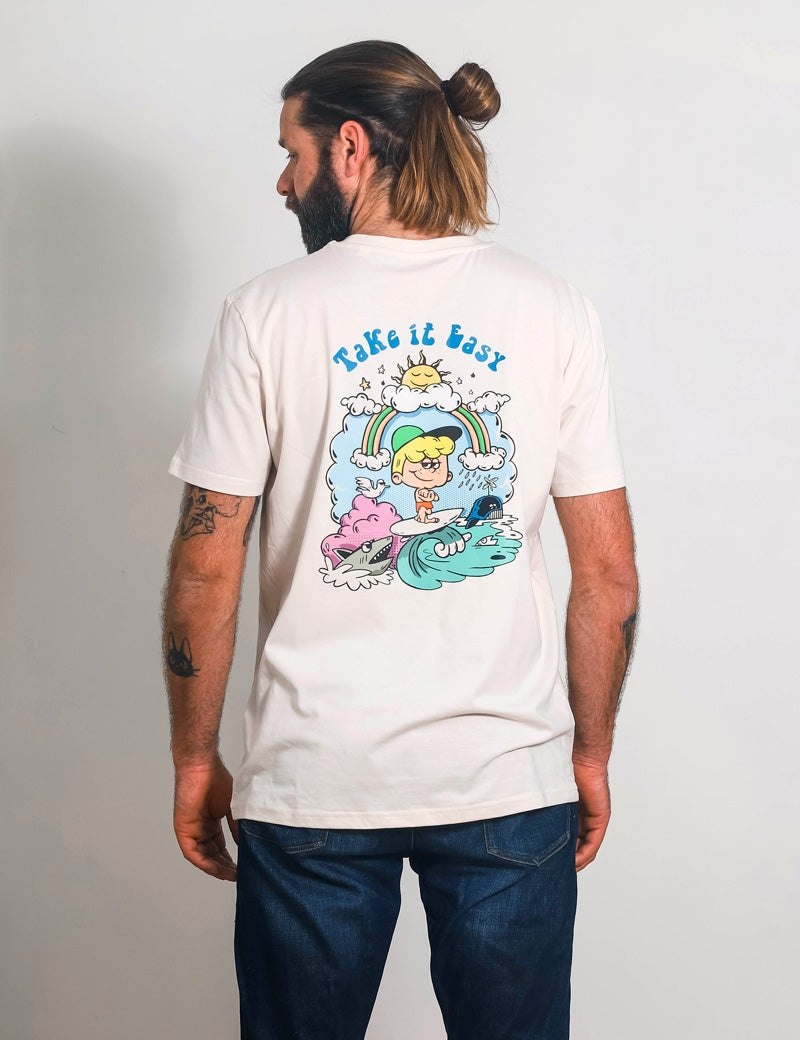 T-shirt Take it Easy white homme