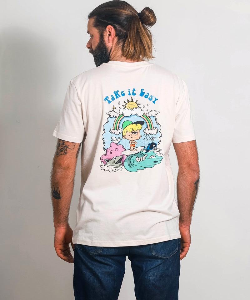 T-shirt Take it Easy white homme