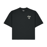 T-shirt noir large Ocean Park modèle Hypster pour femme, petit logo palmier contrasté, style urbain et décontracté.